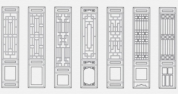 沿滩常用中式仿古花窗图案隔断设计图